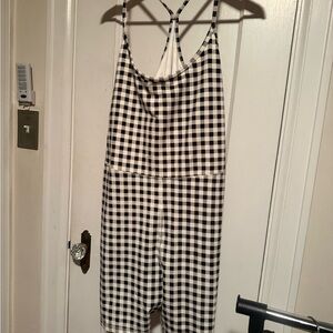 Old Navy Black and White Gingham Strappy Jumpsuit